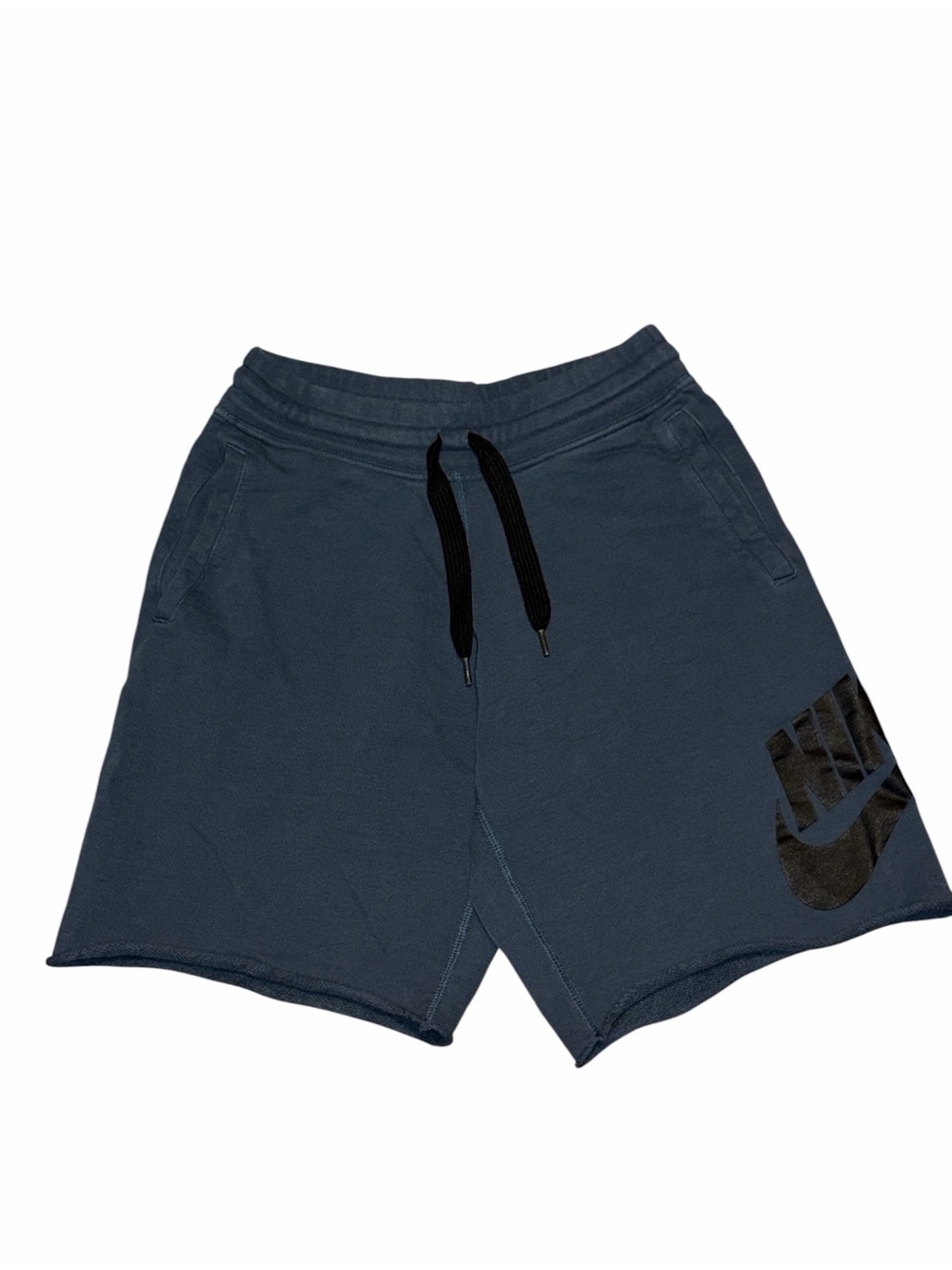Nike Men's Dark Blue Athletic Shorts with Black Swoosh